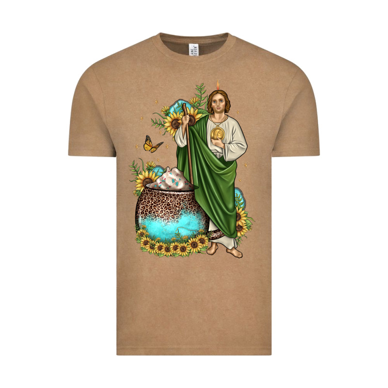 San Judas Coffee Cup Sunflower Vintage Tee by JahusDesignShop | Teevron