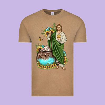 San Judas Coffee Cup Sunflower Vintage Tee Designed By Jahusdesignshop