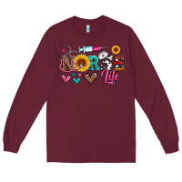 Burgundy western nurse life Long Sleeve Tee - Artiststas