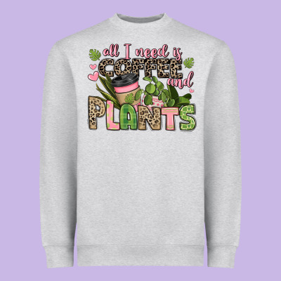 All I Need Is Coffee And Plants Heavyweight Sweatshirt Designed By Jahusdesignshop