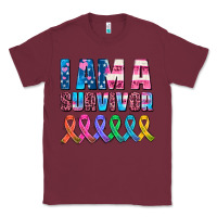 Burgundy i am a survivor with all cancer ribbons Classic Tee - AdoDesignShop