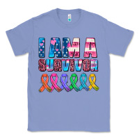 Colony Blue i am a survivor with all cancer ribbons Classic Tee - AdoDesignShop