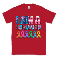 Red i am a survivor with all cancer ribbons Classic Tee - AdoDesignShop