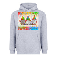 Heather Grey christmas lights gnome Heavyweight Hoodie - MaliasSmallBusiness