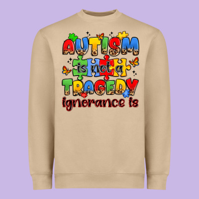 Autism Is Not A Tragedy Ignorance Is Heavyweight Sweatshirt Designed By Jahusdesignshop