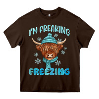 Chocolate Brown i'm freaking freezing Heavy Core Tee - MaliasSmallBusiness