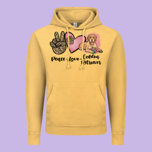 Peace Love Golden Retriever Vintage Hoodie Designed By Jahusdesignshop