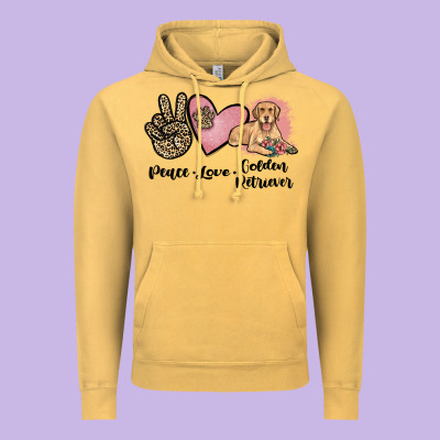 Peace Love Golden Retriever Vintage Hoodie Designed By Jahusdesignshop