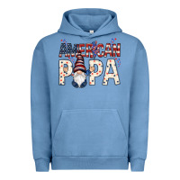 Pigment Pebble Blue American papa with gnome 4th of july Urban Hoodie - HowdyJamesFarm