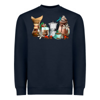 Navy coffee tools coffee cups Heavyweight Sweatshirt - AdoDesignShop