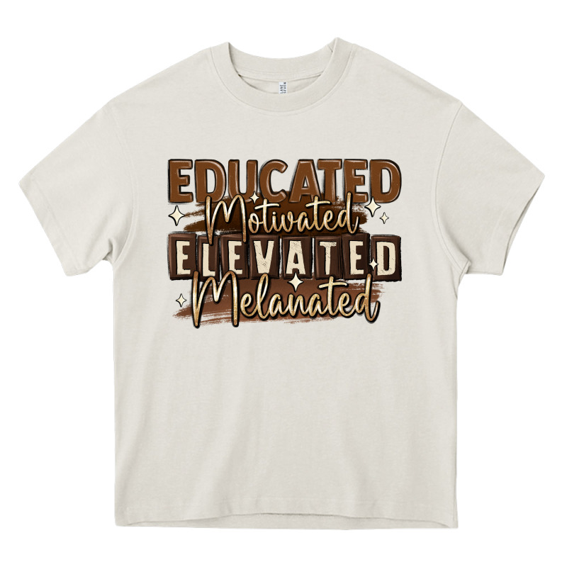 Educated Motivated Elevated Melanated Heavy Core Tee by MaliasSmallBusiness | Teevron