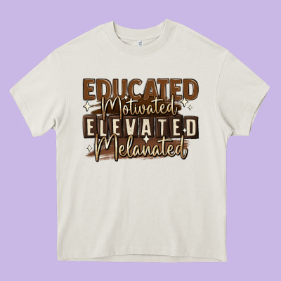 Educated Motivated Elevated Melanated Heavy Core Tee Designed By Maliassmallbusiness