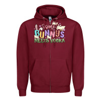 Burgundy some bunnys needs vodka Zipper Hoodie - MaliasSmallBusiness