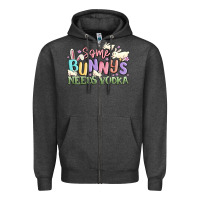 Charcoal Heather some bunnys needs vodka Zipper Hoodie - MaliasSmallBusiness