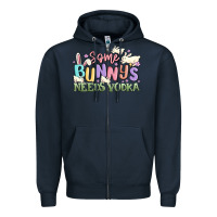 Navy some bunnys needs vodka Zipper Hoodie - MaliasSmallBusiness