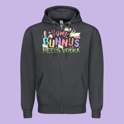 Some Bunnys Needs Vodka Zipper Hoodie Designed By Maliassmallbusiness