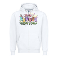 White some bunnys needs vodka Zipper Hoodie - MaliasSmallBusiness