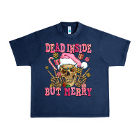 Navy dead inside but merry  pink christmas skeleton Urban Heavy Tee - AdoDesignShop