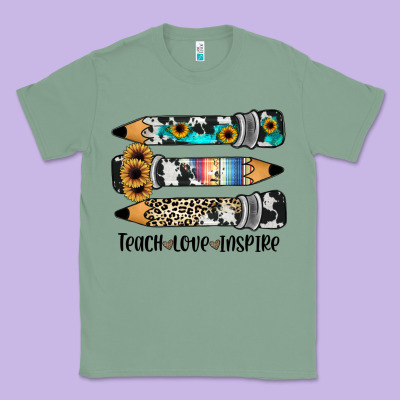Western Pencils Teach Love Inspire Classic Tee Designed By Jahusdesignshop