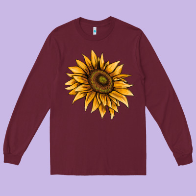 Sunflower Long Sleeve Tee Designed By Adodesignshop