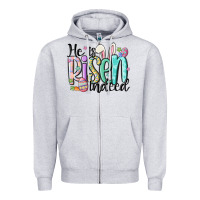 Heather Grey he is risen indeed Zipper Hoodie - MaliasSmallBusiness