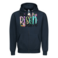 Navy he is risen indeed Zipper Hoodie - MaliasSmallBusiness