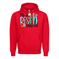 Red he is risen indeed Zipper Hoodie - MaliasSmallBusiness