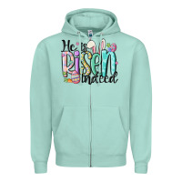 Seafoam he is risen indeed Zipper Hoodie - MaliasSmallBusiness