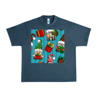 Midnight Navy christmas gnomes and gift box seamless pattern Urban Heavy Tee - BundleAndBundleShop