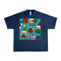 Navy christmas gnomes and gift box seamless pattern Urban Heavy Tee - BundleAndBundleShop