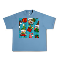 Pebble Blue christmas gnomes and gift box seamless pattern Urban Heavy Tee - BundleAndBundleShop