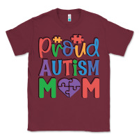 Burgundy Proud Autism Mom Classic Tee - CowhideDigitalArt