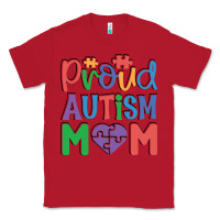 Red Proud Autism Mom Classic Tee - CowhideDigitalArt
