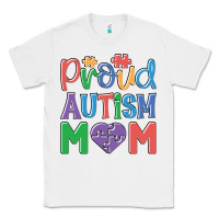 White Proud Autism Mom Classic Tee - CowhideDigitalArt
