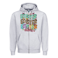 Heather Grey easter vibes Zipper Hoodie - MaliasSmallBusiness