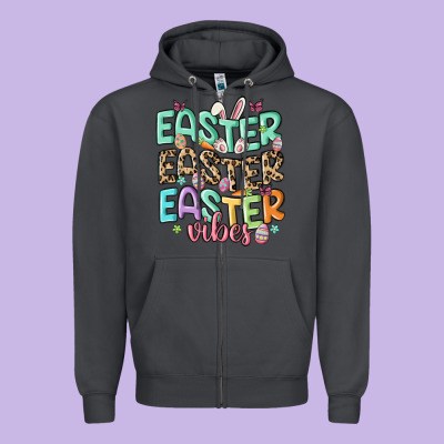 Easter Vibes Zipper Hoodie Designed By Maliassmallbusiness