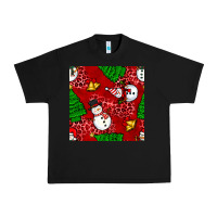 Black christmas snowman and trees seamless pattern Urban Heavy Tee - BundleAndBundleShop