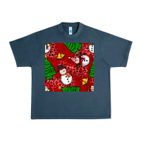 Midnight Navy christmas snowman and trees seamless pattern Urban Heavy Tee - BundleAndBundleShop