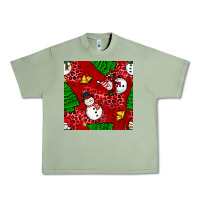 Oil Green christmas snowman and trees seamless pattern Urban Heavy Tee - BundleAndBundleShop