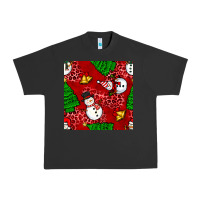 Pigment Black christmas snowman and trees seamless pattern Urban Heavy Tee - BundleAndBundleShop