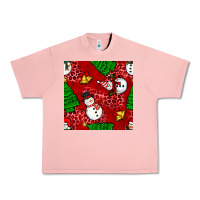 Salmon christmas snowman and trees seamless pattern Urban Heavy Tee - BundleAndBundleShop