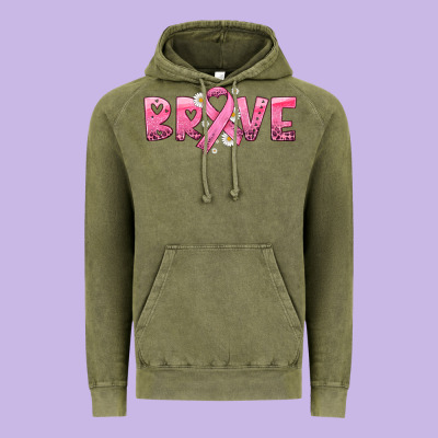 Brave With Ribbon Vintage Hoodie Designed By Hra Design Shop