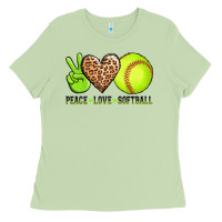 Matcha peace love softball Ladies Tee - AdoDesignShop