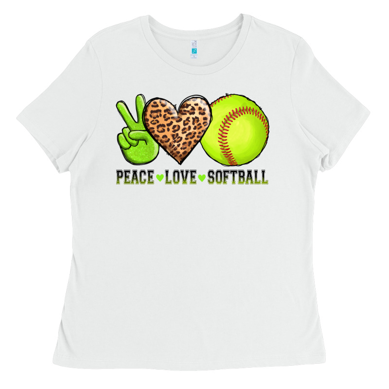 Peace Love Softball Ladies Tee by AdoDesignShop | Teevron