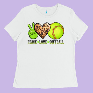 Peace Love Softball Ladies Tee Designed By Adodesignshop