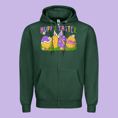 Hoppy Easter Zipper Hoodie Designed By Maliassmallbusiness