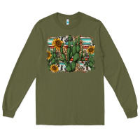 Army Green serape sunflowers cactus Long Sleeve Tee - AdoDesignShop