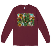Burgundy serape sunflowers cactus Long Sleeve Tee - AdoDesignShop