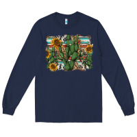 Navy serape sunflowers cactus Long Sleeve Tee - AdoDesignShop