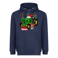 Navy farm tractor christmas Heavyweight Hoodie - MaliasSmallBusiness